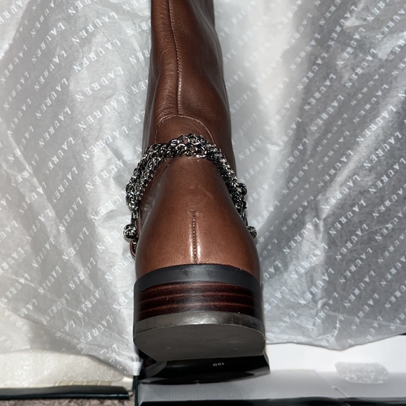 New Ralph Lauren Jacqui Leather Tall Dark Brown Riding Boots - Picture 6 of 6